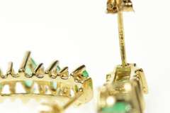 10K Yellow Gold Marquise Emerald Diamond Accent Semi Hoop Earrings