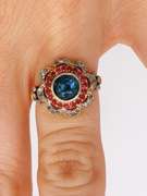 Vintage Style 14kt Gold, Sapphire, Ruby, & Diamond Ring