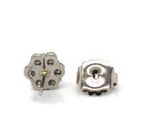 Glittering Platinum Round Brilliant Cut Diamonds & Moissanite Mixed Cluster Earrings