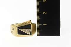 10K Yellow Gold Ornate Retro Squared Black Onyx Diamond Ring