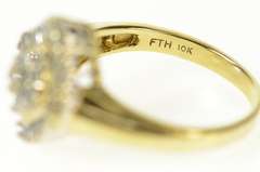 10K Yellow Gold 0.50 Ctw Diamond Squared Ballerina Cluster Ring