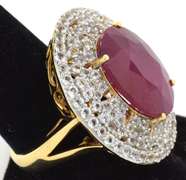 Inspiring Huge 22.0CTS Ruby & Topaz Ring in Vermeil