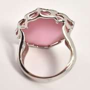 Fashionable Rose Quartz & Diamond Ring in 14K WG