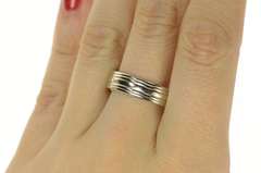 14K White Gold 5.9mm Grooved Classic Men's Wedding Band Ring