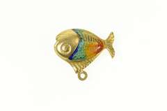 14K Yellow Gold Rainbow Enamel Fish Puffy Retro Charm/Pendant