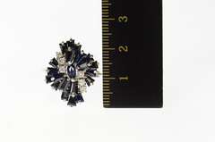18K White Gold Marquise Sapphire Diamond Cluster Statement Ring
