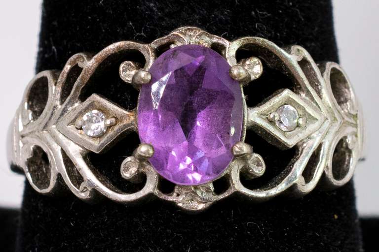 Gorgeous Amethyst Filigree Ring in Sterling Silver