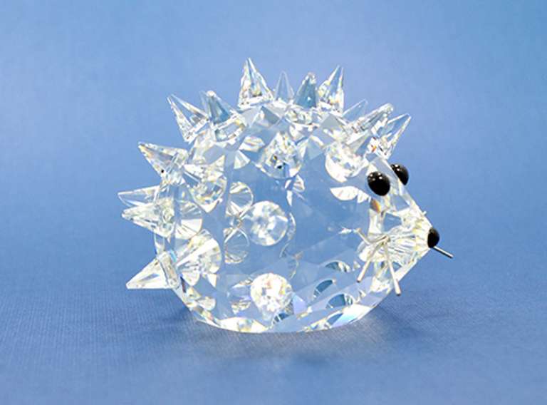 Vintage Swarovski Crystal Hedgehog Figurine With Black Eyes and Nose
