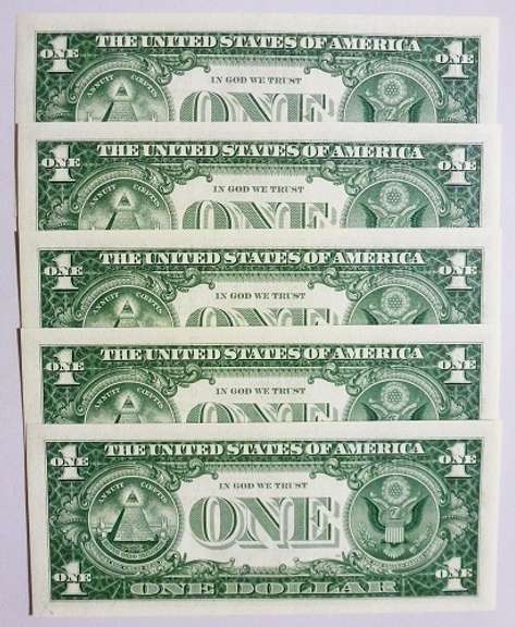 (5) Gem Crisp 1957 $1 Silver Certificates-Consecutive!