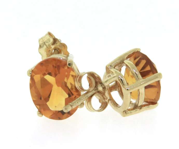 Stunning Oval Citrine Yellow Gold Stud Earrings