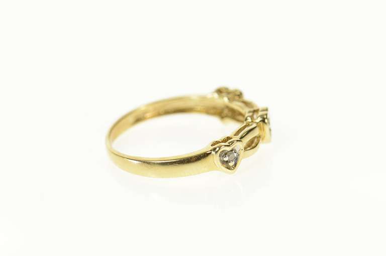 14K Yellow Gold Diamond Scalloped Heart Wedding Promise Ring