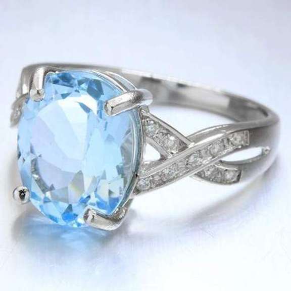5.59 CT BABY SWISS BLUE TOPAZ & DIAMOND 925 STERLING SILVER RING