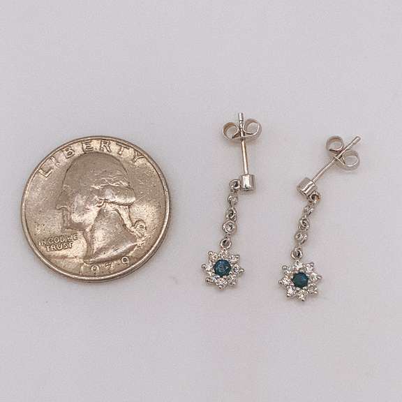 14kt Gold, Blue Sapphire, & Diamond Earrings