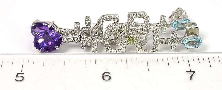 Fun & Fresh Diamond, Aquamarine, Peridot, & Amethyst Earrings in 18KT Yellow Gold