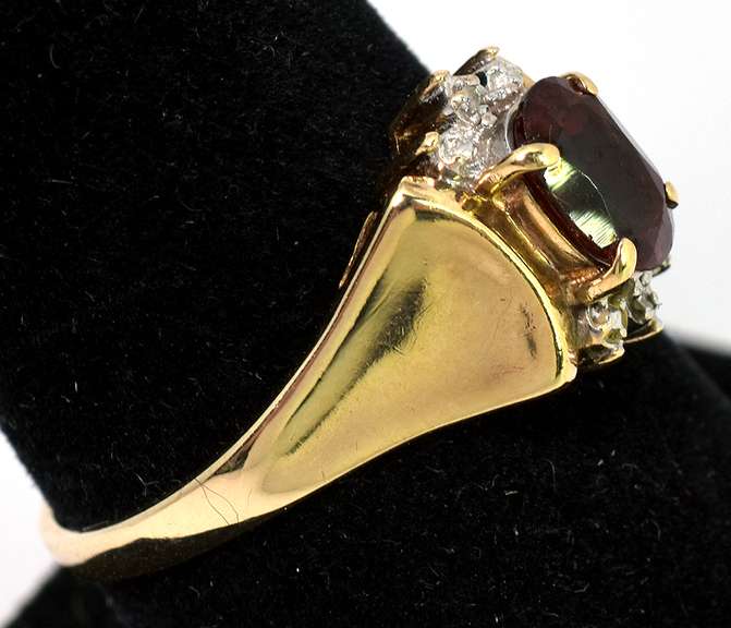 Bold Garnet Ring in Yellow Gold