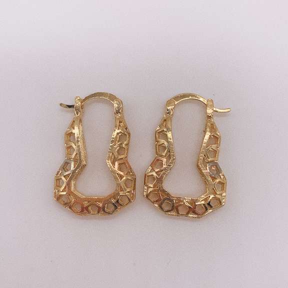 Fancy Italian 18kt Gold Plated Filigree Tricolor Hoop Earrings