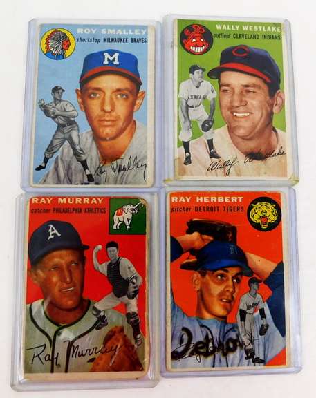 4 Topps 1954 Baseball Cards