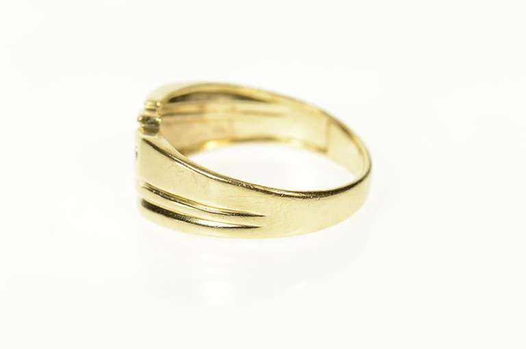 10K Yellow Gold Squared Diamond Men's Classic Wedding Ring