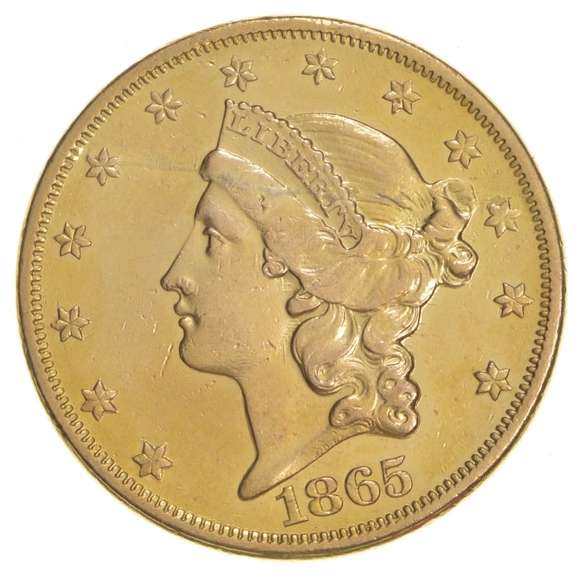 1865 $20.00 Liberty Head Gold Double Eagle - CHOICE