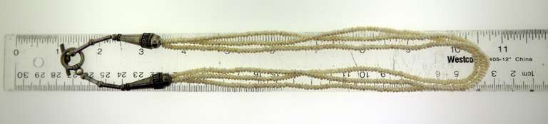 Vintage Sterling Silver Fresh water Three Strands Beads Necklace