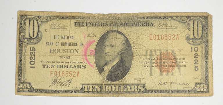 1929 $10 Houston, Texas United States National Currency