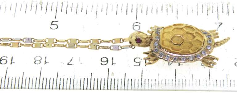 Fantastic Turtle Pendant with Diamonds on Chain