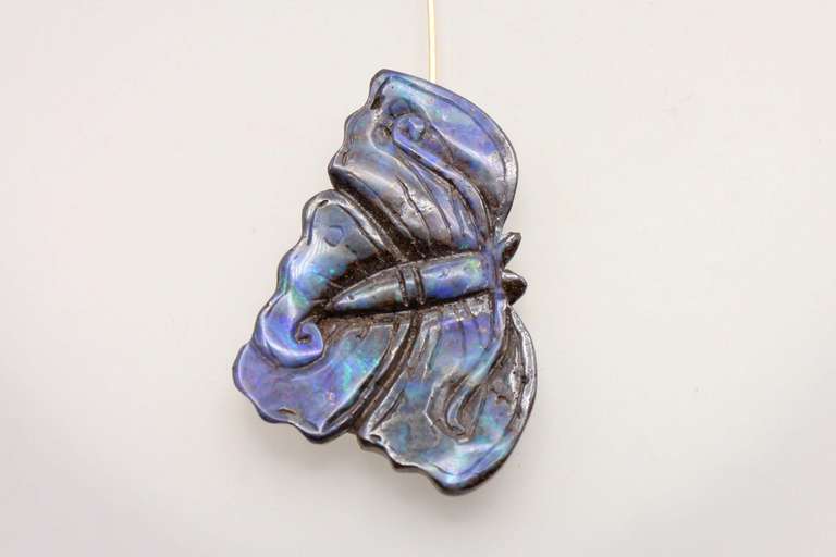 Blue Flash Boulder Opal Butterfly