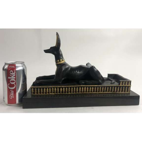 Win Holder Egyptian Anubis Jackal Bronze Sculpture