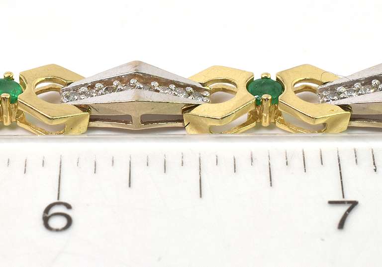 Decadent Emerald & Diamond Bracelet in 2-Tone 14KT Gold