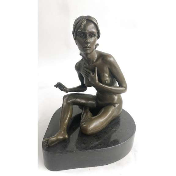 Nude Woman Dancer Bronze Statue