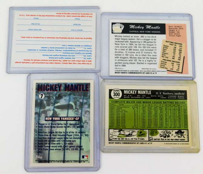 4 Mickey Mantle Baseball Cards, 1996
