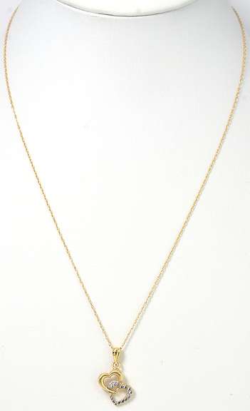 Sweet Interlocked Hearts Necklace in 14KT 2-Tone Gold