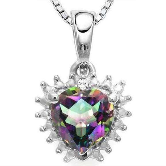 4/5 CT MYSTIC GEMSTONE & DIAMOND 925 STERLING SILVER PENDANT