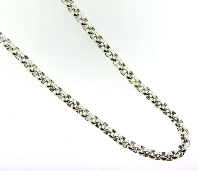 Long Heavy Sterling Silver Circle Link Necklace