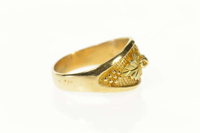 10K Yellow Gold Rounded Black Hills Leaf Statement Band Ring