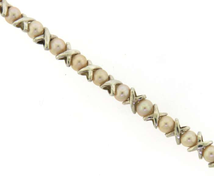 Sterling Silver Pearl X Bracleet
