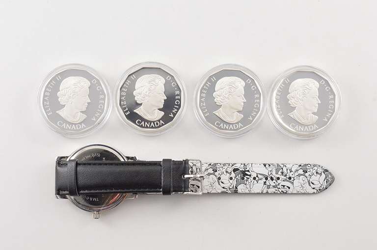 2015 Canada $20 Looney Tunes Fine Silver 4 Coin & Watch Set Box & COA