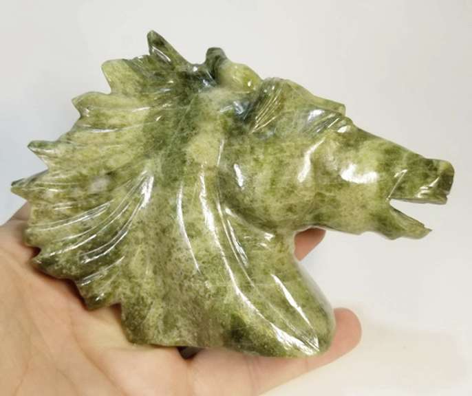 Gorgeous! 2,399.5ct forest green Zoisite carving