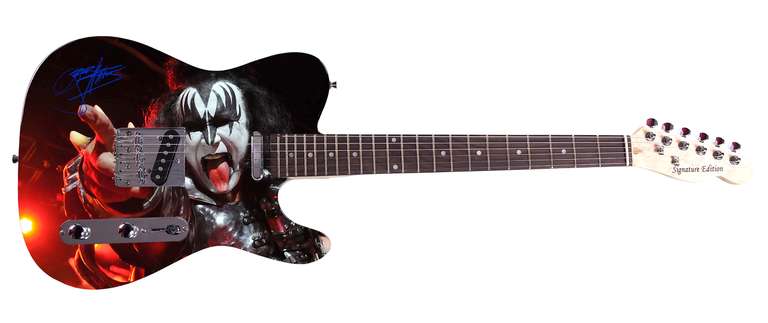 Gene Simmons Kiss Autographed Custom Graphics Facsimile Guitar
