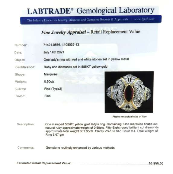 Memorable Rubt and Diamond Yellow Gold ring