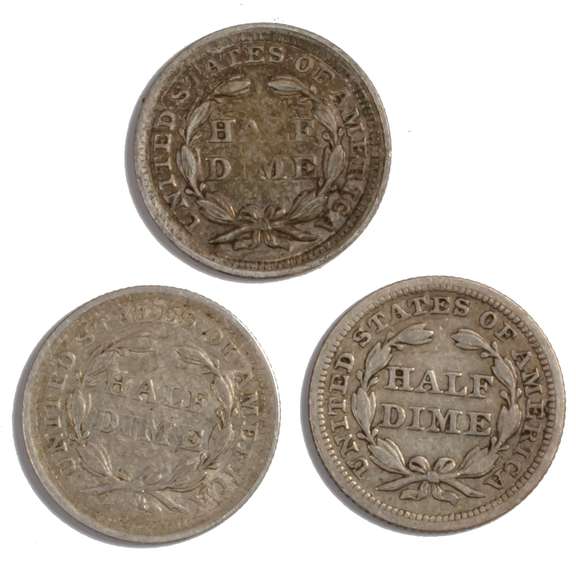 1853 Arrows 1857 &1858 Seated Half Dimes