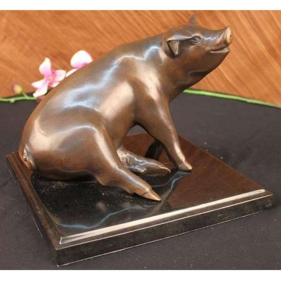 Farm Animal Pig Bronze Sculpture