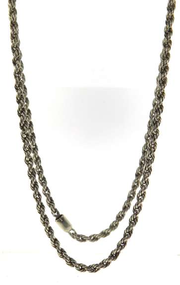 Vintage Sterling Silver Rope Chain Necklace