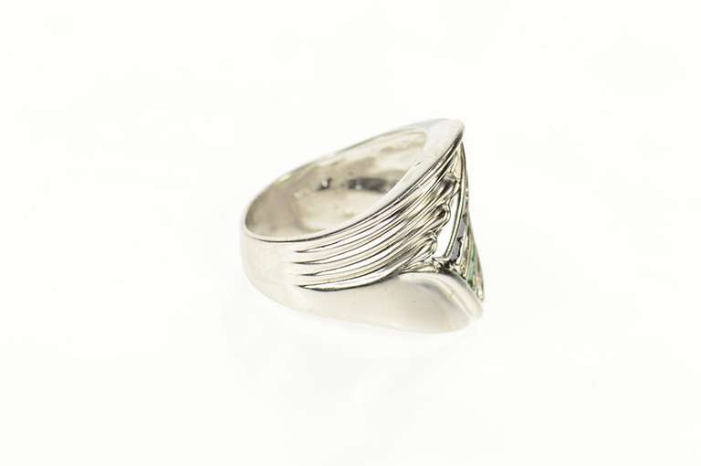 14K White Gold Diamond Emerald Ruby Sapphire Wavy Ring