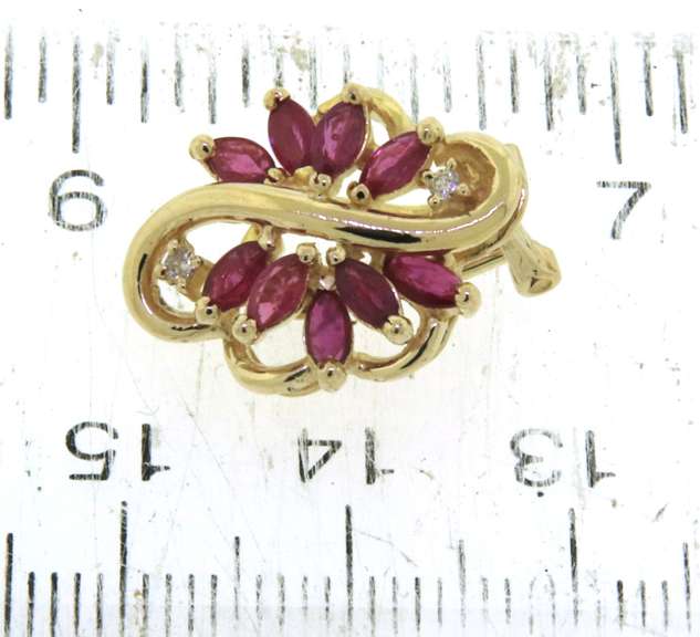 Incredible Yellow Gold Ruby and Diamond Earrings