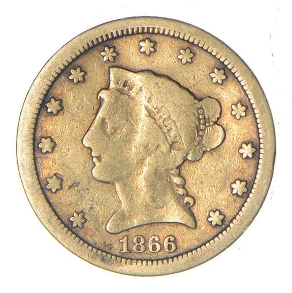 1866-S $2.50 Liberty Head Gold Quarter Eagle - Circulated