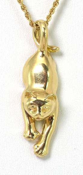 Adorable Kitten Pendant in 14KT Yellow Gold