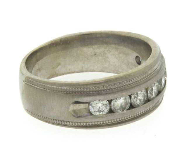Elegant White Gold Diamond Channel Set Men's Wedding Band