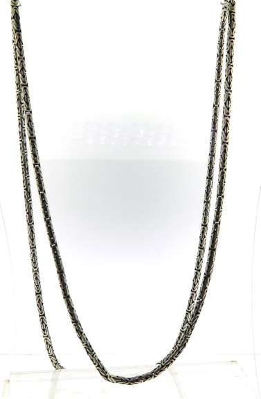 Vintage Sterling Silver Byzantine Chain Necklace