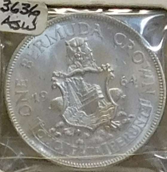 Bermuda 1964 Crown Sil 500 fine, GEM Unc